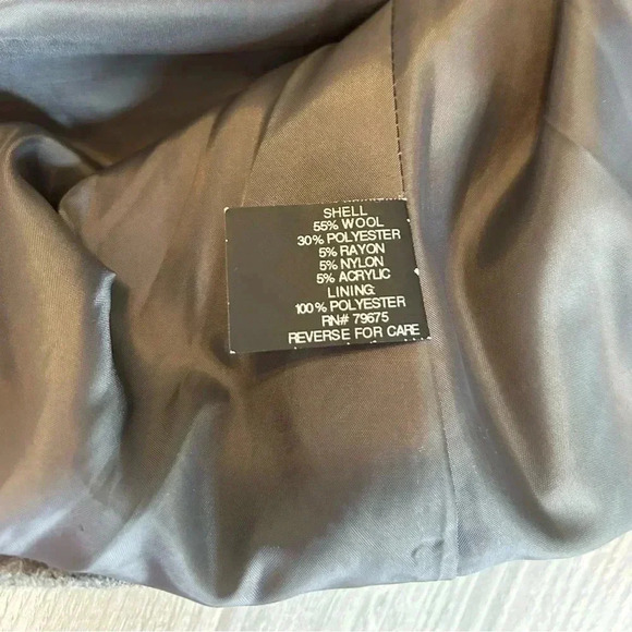 Anne Klein Women’s Gray Wool Blend Hooded Jacket Full Zip & Satin Lined Size XL - Picture 7 of 11